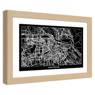 Obraz v ráme, Plán mesta Amsterdam - 90x60