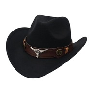 Klasický kovbojský klobúk, fotografická rekvizita, čierny široký okraj