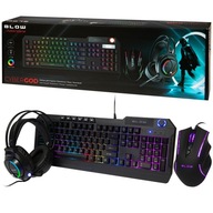 ZESTAW GAMINGOWY DLA GRACZY KLAWIATURA MYSZ MYSZKA SŁUCHAWKI RGB LED 4W1