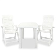 Zestaw mebli bistro ogrodowy - Stół 101x68x72 cm + 2 krzesła składane, biał