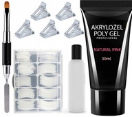 ZESTAW AKRYLOŻEL ACRYLGEL POLYGEL BUDUJĄCY 30ML TIPSY FORMY DUAL PŁYN +film