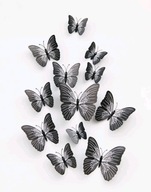 Motýle 3D samolepky čierne 12ks