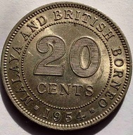 0398 - Malaje i Brytyjskie Borneo 20 centów, 1954