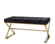 Złota pikowana ławka siedzisko glamour 131331 czarny welur