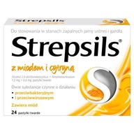 Strepsils z miodem i cytryną, 24 past.