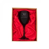 Čierny pohár na víno satén - 30 narodeniny ako darček