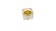 Świecznik na 1 tealight szklany kwadrat + Świeca z wosku pszczelego