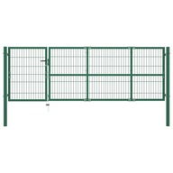 Plotová brána so stĺpikmi 350x100 cm oceľová zelená