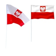 Chorągiewka 60x45 cm Flaga polski z godłem 5 sztuk