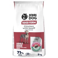 JOHN DOG stredne veľké krmivo plemena kuracie mäso hovädzie mäso 3kg