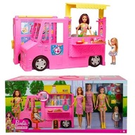 BARBIE ZESTAW FOODTRUCK + RODZINA LALEK AKCESORIA