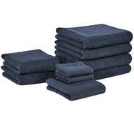 Komplet 9 ręczników bawełnianych frotte ciemnonieb