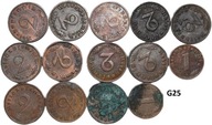 1 2 Reichspfennig 1937 - 1939 - zestaw 14 sztuk