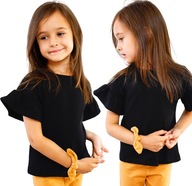 Bluzka na krótki rękaw z falbanką dla dziewczynki SELENA 110 CZARNA BAYA