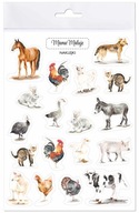 Nálepky Vidiecke zvieratá, realistické maľované ilustrácie
