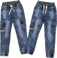 SPODNIE chłopięce jeansowe bojówki HB-9045 158-164