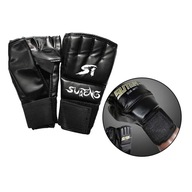 Boxerské bojové rukavice MMA s polovičnými prstami, nastaviteľné pre deti, čierne