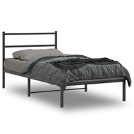 Kovový rám postele s čelom čierny 100x190 cm