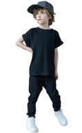 Koszulka T-Shirt All For Kids czarny gładki przeszycia ovrsize 128/134