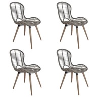 vidaXL Jedálenské stoličky, 4 ks, hnedé, prírodný ratan, 246854
