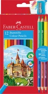 Kredki ołówkowe Zamek, 12 kolorów + 3 kredki dwustronne + temperówka
