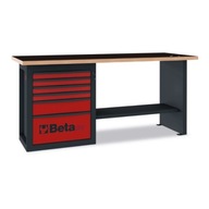Stół warsztatowy z szafką z 6 szufladami Beta C59A Czerwony