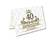 ZAPROSZENIE NA 40 URODZINY BIAŁE LUX IMPREZA PRZYJĘCIE PARTY + KOPERTA