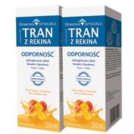 Tran z rekina Mango Brzoskwinia 250 ml EPA ODPORNOŚĆ Selen Cynk ZESTAW