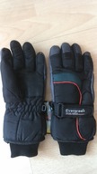 Rękawiczki czarne zielone narciarskie ortalionowe nieprzemakalne 7-9 lat