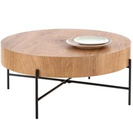 Okrągły solidny stolik kawowy stół do salonu LOFT DUŻY drewniany ława