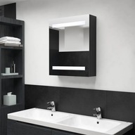 Kúpeľňová skrinka so zrkadlom a LED čierna 50x14x60 cm