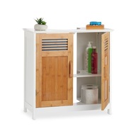 Bambusová skrinka pod umývadlo Úzky regál s dverami do kúpeľne Úložný priestor