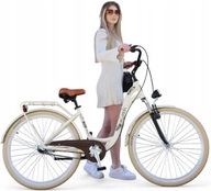 ЛЕГКИЙ ЖІНОЧИЙ ВЕЛОСИПЕД 28 ДЮЙМОВ CITY 3-ШВИДКІСТЬ КРЕМОВИЙ АЛЮМІНІЄВИЙ АМОРТИЗАТЕР