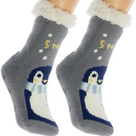 Ponožky Detské zimné Hrubé ABS Tučniak 32-35