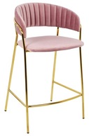 Barová stolička MARGO 65 špinavá ružová - velúr, základňa zlatá