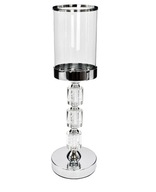 Świecznik szklany srebrny latarenka Glamour Walec 39cm