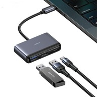 USAMS Adapter HUB 5w1 USB 2.0/USB 3.0/ USB-C/TF/SD szary/dark grey SJ628HUB
