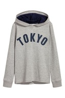 H&M bluza bawełniana TOKYO szara kaptur 146/152