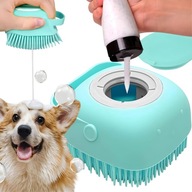 Szczotka dla psa do mycia silikonowa z dozownikiem na szampon płyn myjka