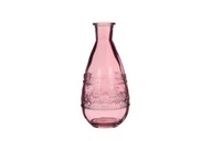 Ružová sklenená váza fľaša svietnik 16 cm
