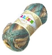 Alize Diva Batik Design 3307 BÉZS, tejeskávé, smaragdzöld