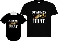 Zestaw body z kr. r.-koszulka-Młodszy super brat, Starszy super brat r. 68