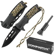 TAKTICKÝ SKLADACÍ NÔŽ VOJENSKÝ DOMINATOR KRESADLO LANKO PARACORD PÍŠŤALKA