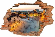 NAKLEJKA na ścianę 3D dziura w - WARSZAWA RYNEK (100x65cm)