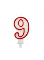 Narodeninová sviečka Godan bielo-červená číslica 9