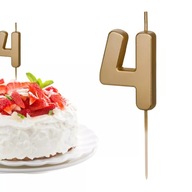 Świeczka urodzinowa na tort Cyferka Cyfra 4 złota metaliczna 5cm