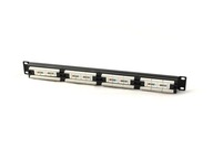 Patch panel 19'' 24 porty, kat.5e, U/UTP, 1U, czarny kompletny