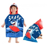 Ręcznik kąpielowy z kapturem plażowy dla dziecka peleryna dziecięca SHARK