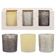 KARÁCSONYI ILLATMENTES CSILLÁMOS GYERTYA SZETT - 3 DB