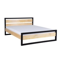 Kovová posteľ 160x200 drevená, prírodná borovica